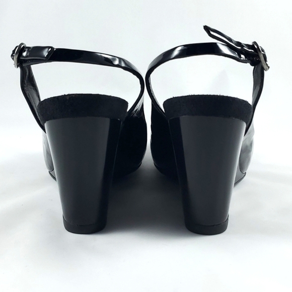 GEOX Respira Black Patent Leather Slingback Wedge Sandals Size 9 - Picture 4 of 15